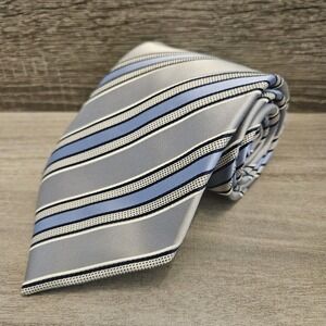Donad J Trump Mens‎ Neck Tie Signature Collection Silk Blue Striped 59x3.75